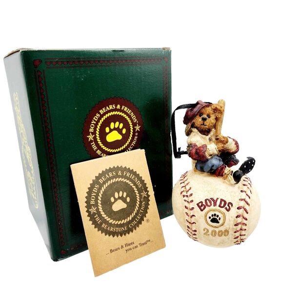 Boyds Bearstone McGwire It's Outa Here Baseball Christmas Ornament #25717 w/Box - Picture 1 of 8